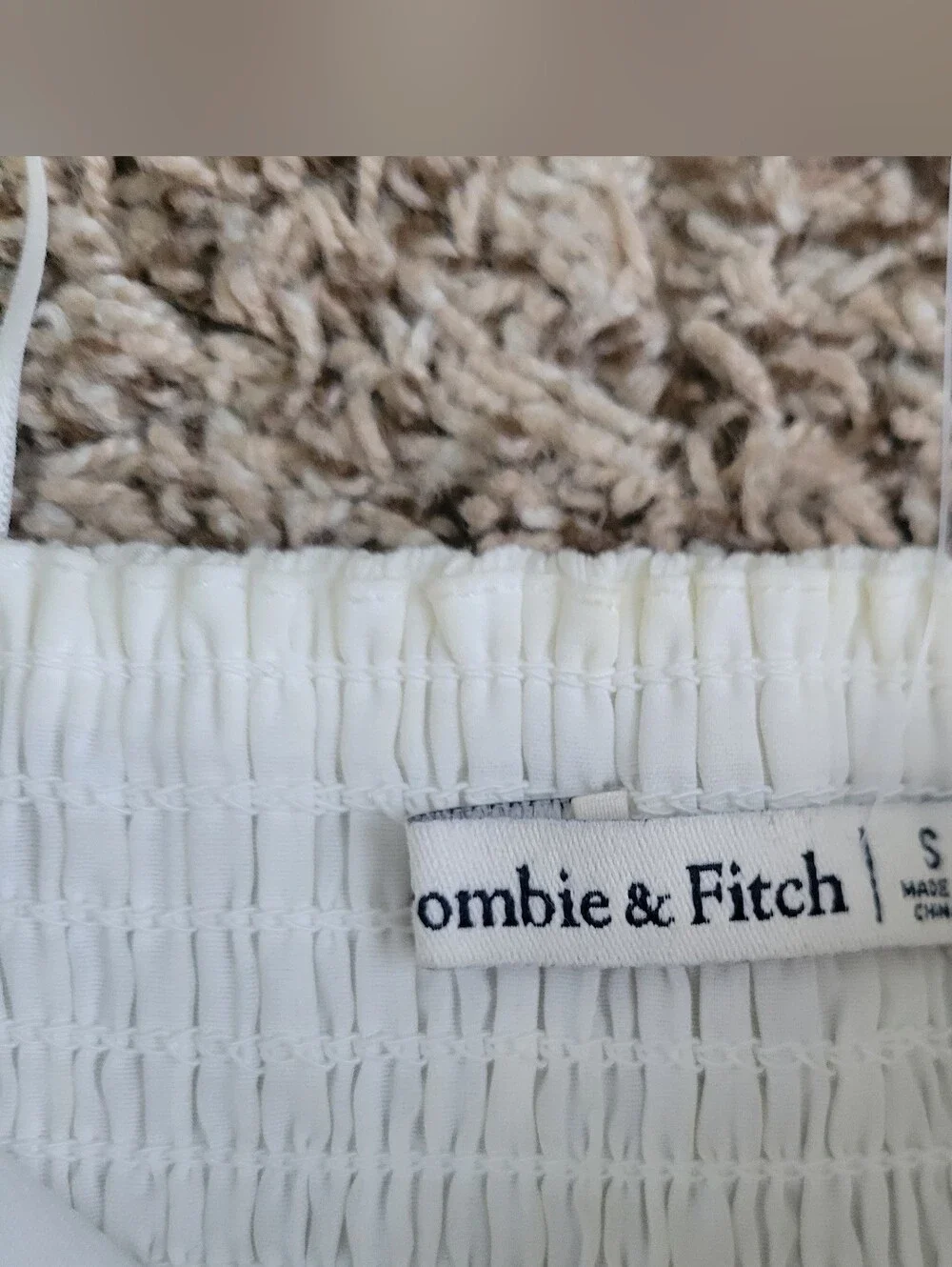 Abercrombie & Fitch Blouse Top Shirt White Ivory Chiffon Boho Crop Small NWT
